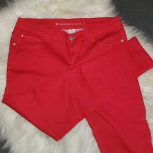 Red skinny jeans